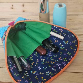 Trousse Ch’usay Éventail ouverte avec compartiments et rangement maquillage intérieur papillons